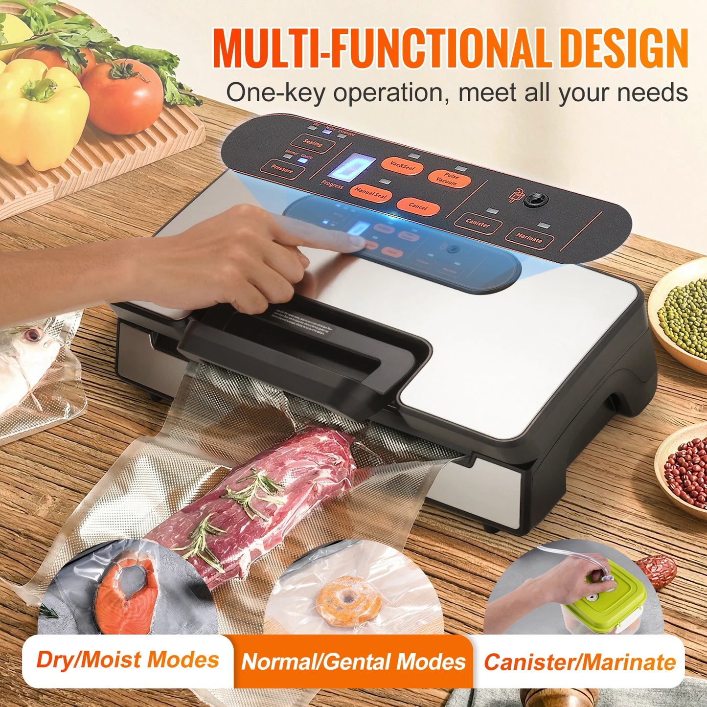 Succebuy Vacuum Sealer Machine 90KPa 130W With Free Vacuum Bags