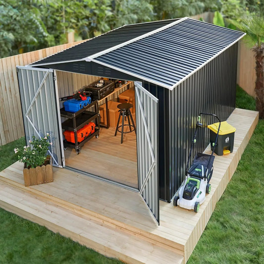 Outdoor Metal Storage Shed With Reinforced Frame And Waterproof Design