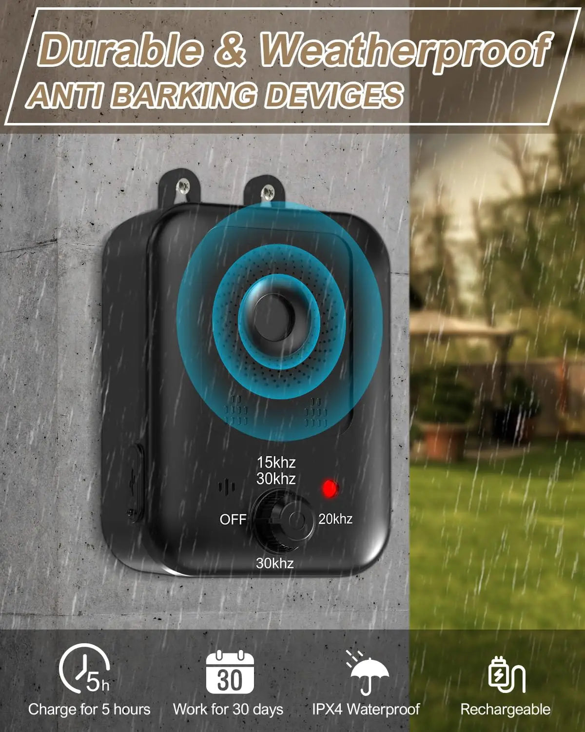 PetEdu Automatic Dog Bark Deterrent Ultrasonic Device Indoor Outdoor