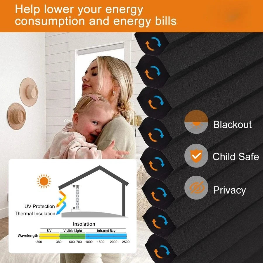 Blackout Honeycomb Cellular Shades Cordless Window Blinds For Home