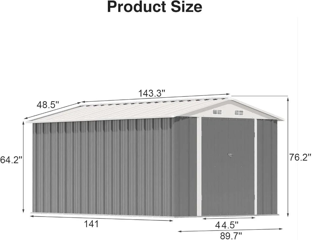 Patiowell Outdoor Steel Storage Shed With Lockable Doors