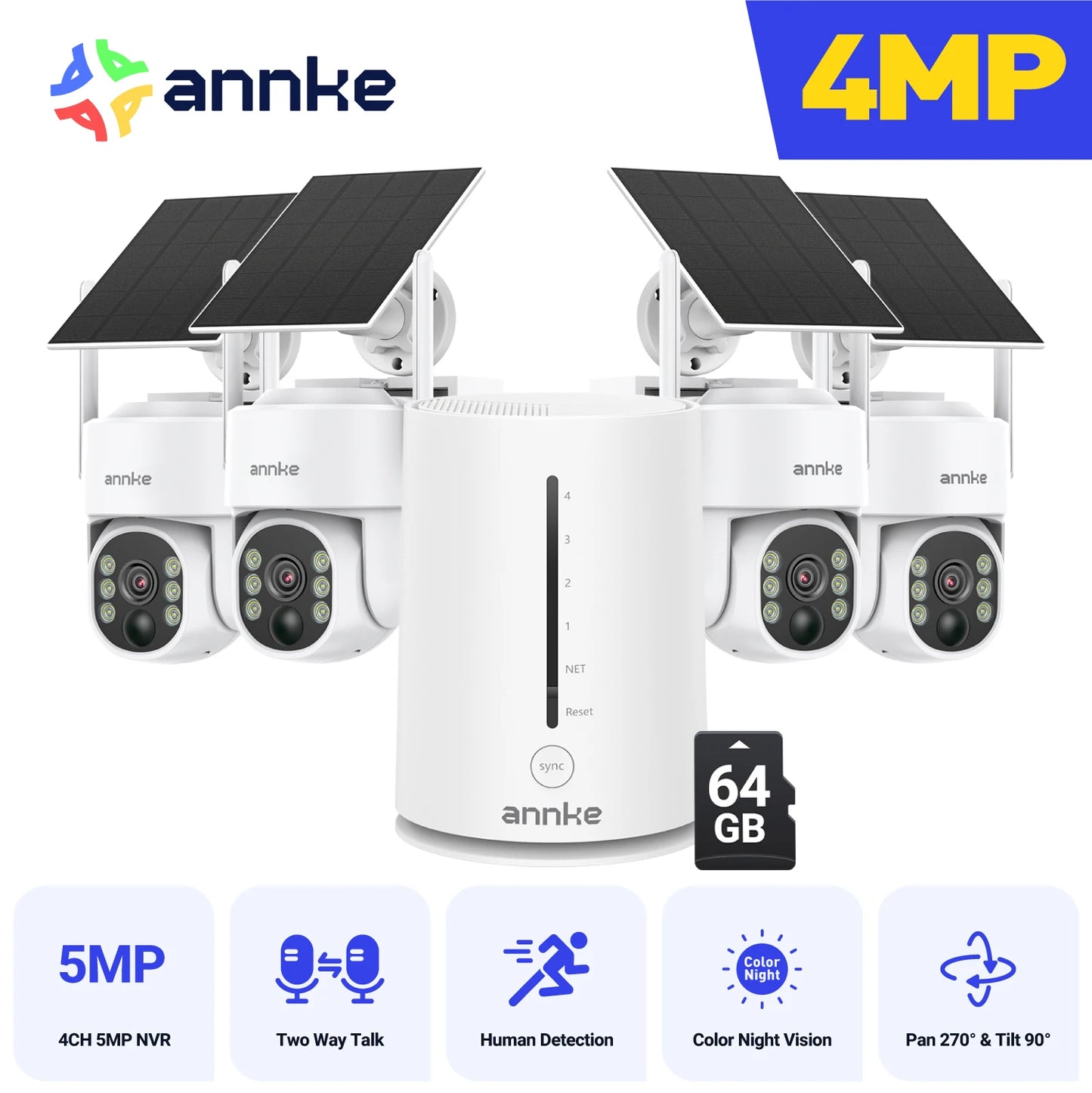 ANNKE 4MP Wireless Security Camera System 4 Channel NVR IP65