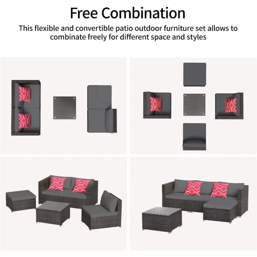 All Weather Outdoor Wicker Garden Furniture Set With Sofa And Table