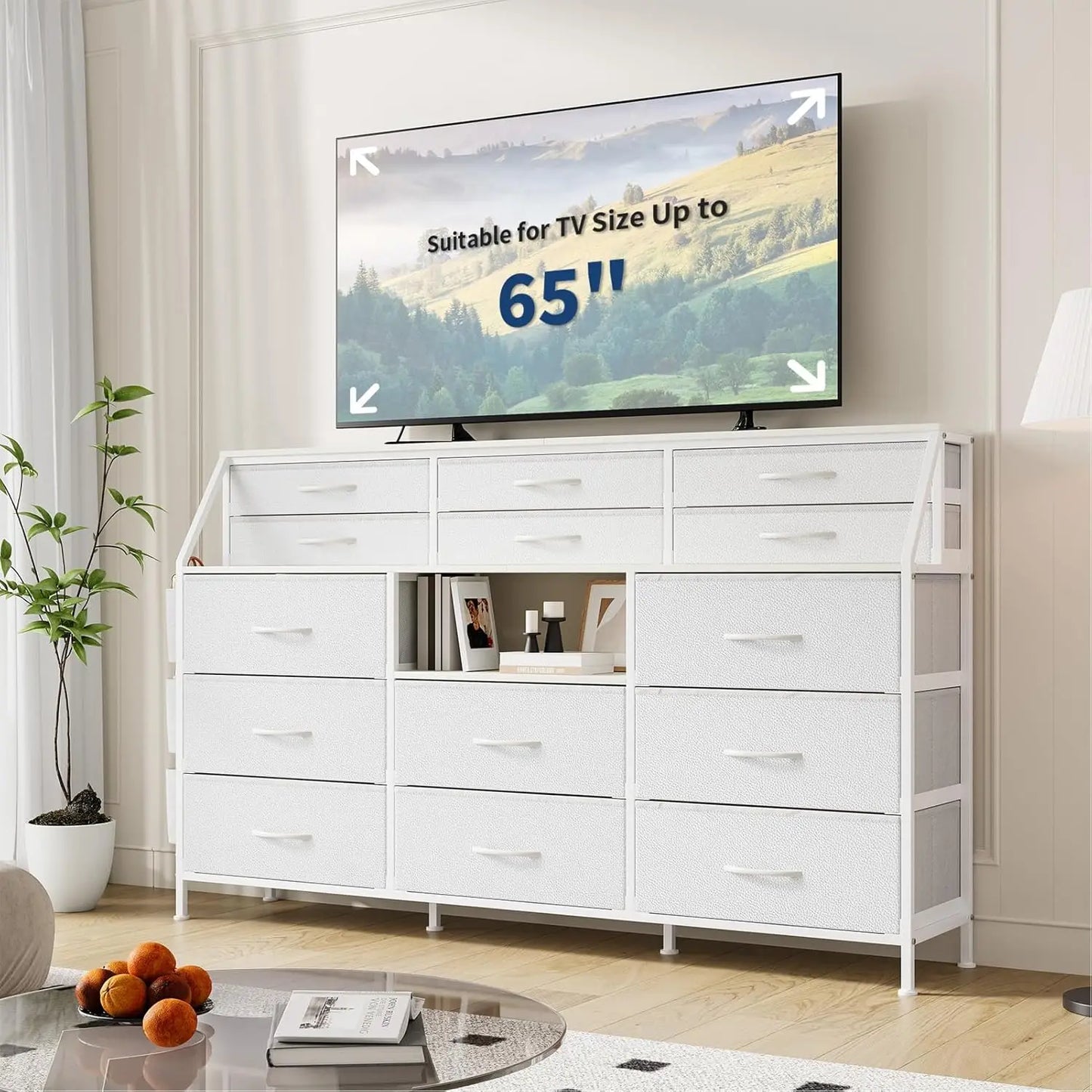 TWISTER.CK Fabric Dresser With Wooden Top And Metal Frame