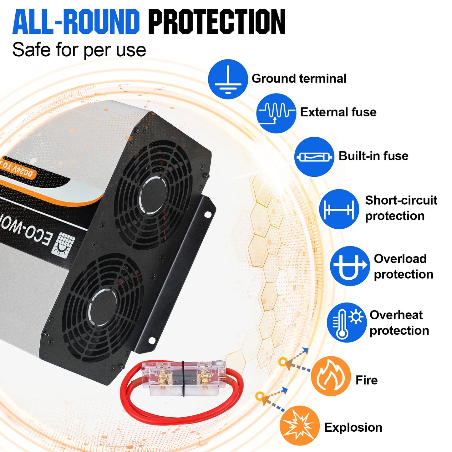 Eco-Worthy 3000W Sine Wave Inverter 24V DC To 120V AC