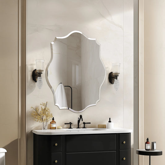 Wisfor Wall Mirror Scalloped Frameless Beveled Edge