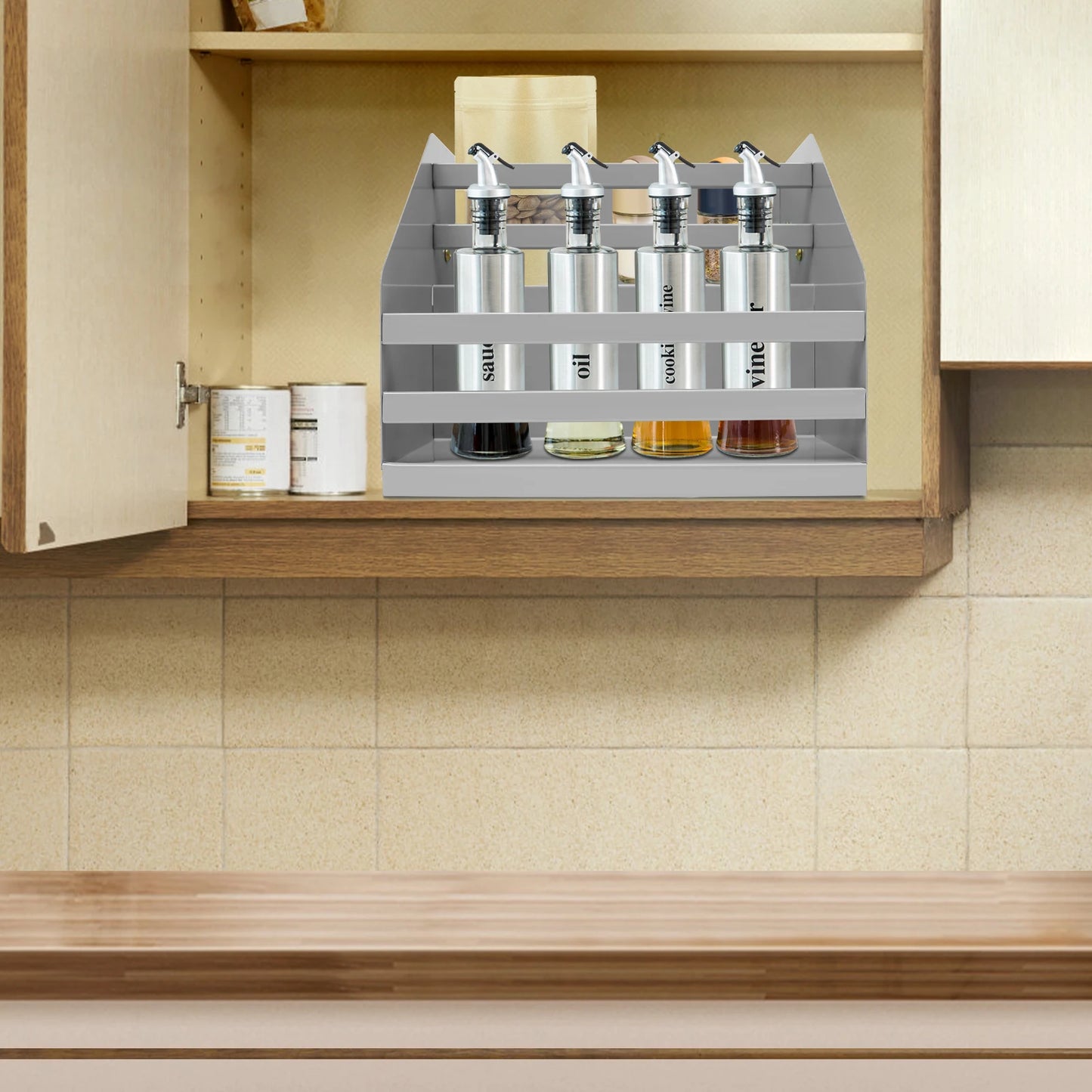 2-Tier Pull-Down Cabinet Organizer For Under Sink Storage 22 Lb Capacity