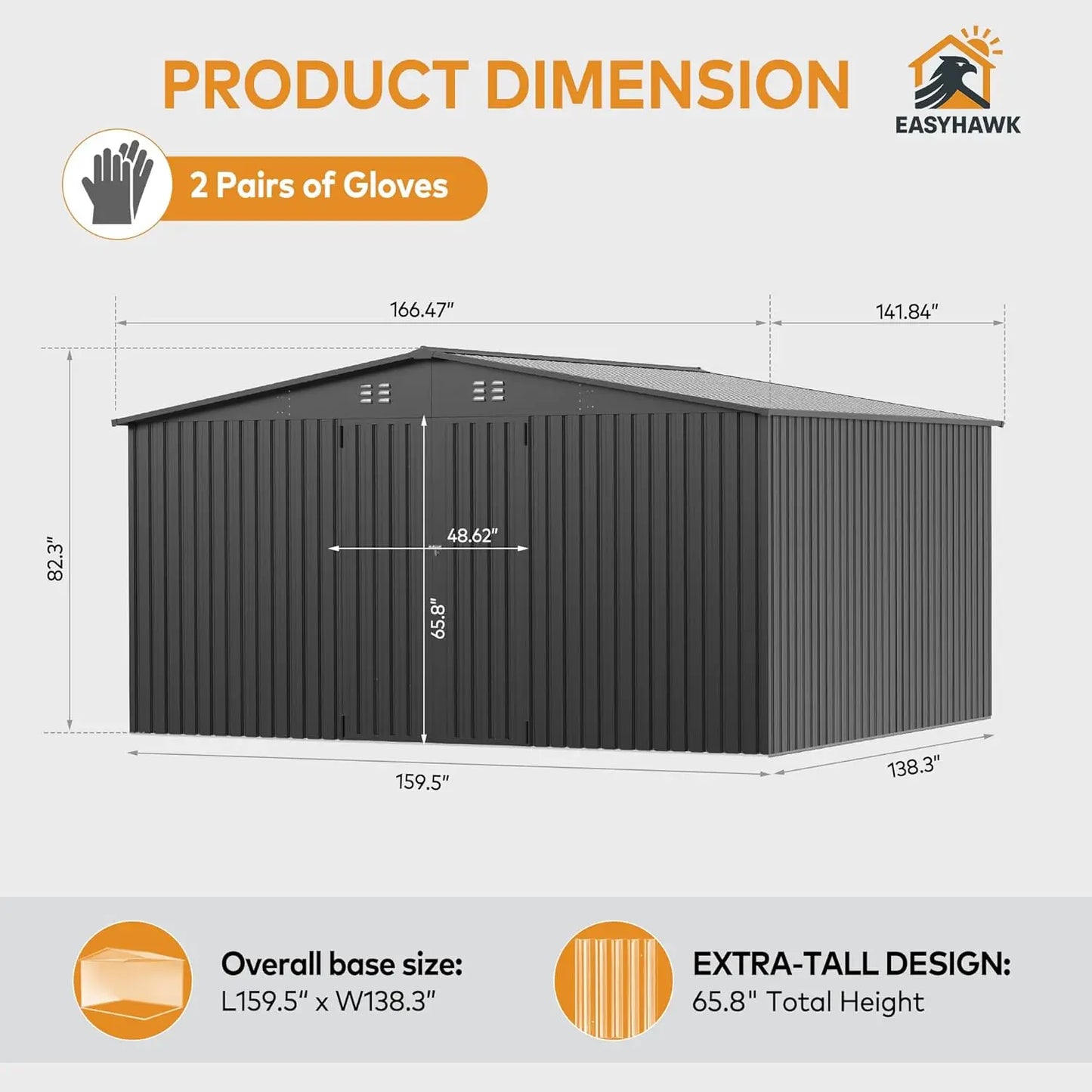 Metal Outdoor Storage Shed With Lockable Door For Garden Backyard