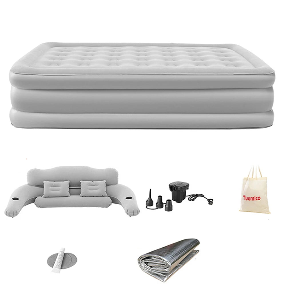 Camping Air Bed With Backrest For Two Adults Indoor Outdoor