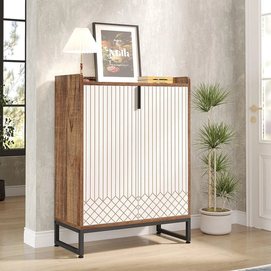 Tribesigns 5-Tier Wood Shoe Cabinet With Doors For Home