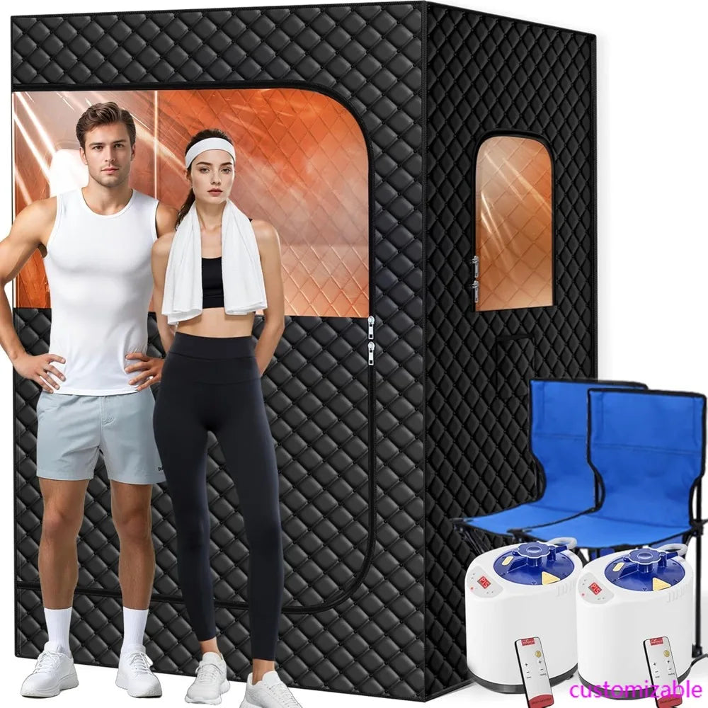 Two Person Portable Steam Sauna With Dual Steamers And Remote