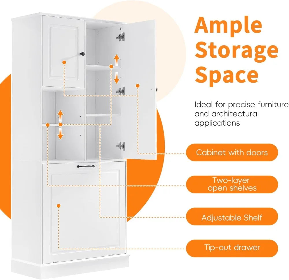 Tilt Out Laundry Hamper Cabinet With Adjustable Shelf