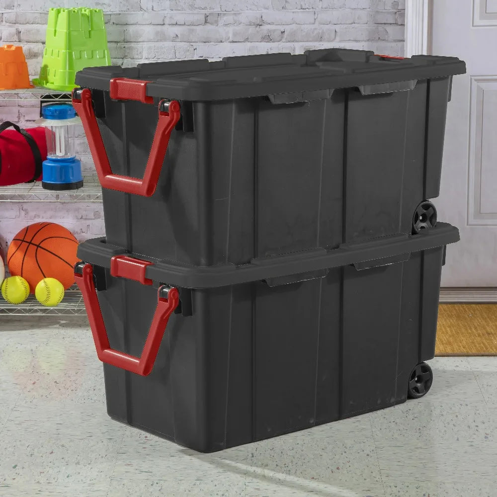 Industrial Wheeled Plastic Storage Container With Handle