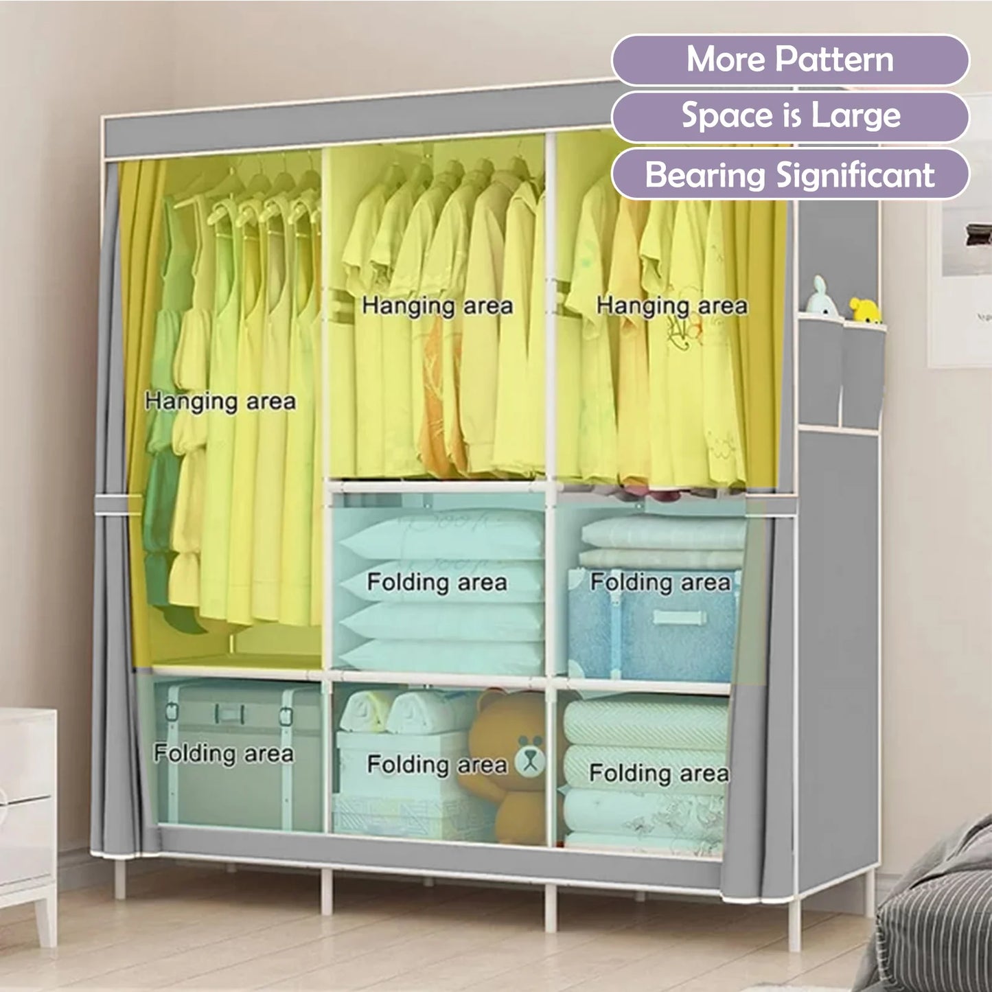 Closet Storage Portable Organizer Dustproof Nonwoven Fabric Wardrobe