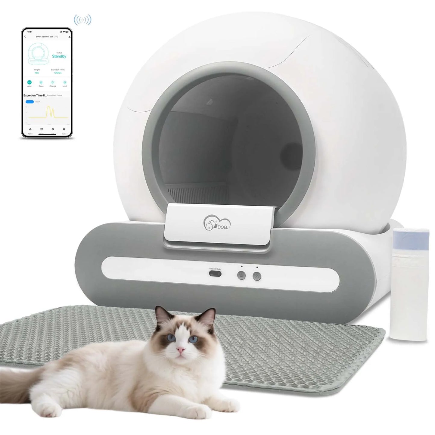 DOEL Self Cleaning Cat Litter Box With Smart App Control