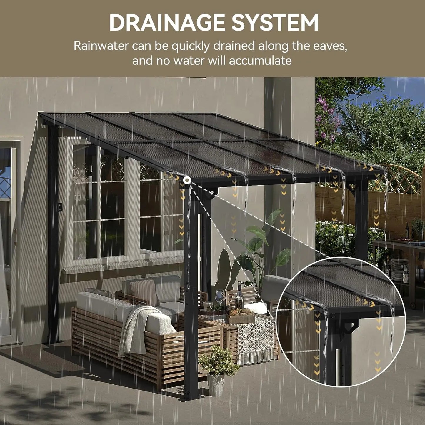 Aoxun Wall Mounted Gazebo Pergola For Outdoor Patio