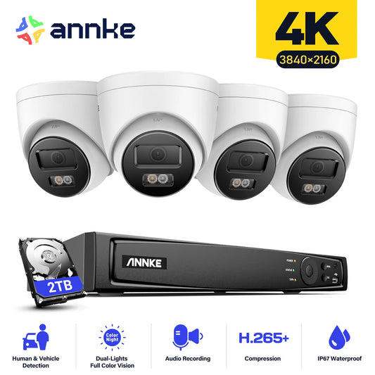 ANNKE 4K 8MP PoE IP Camera Kit H265Plus 8Channel NVR IP67