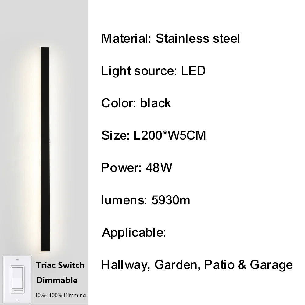 IISINUO Outdoor Porch Wall Light Smart Dimmable IP67 Stainless Steel