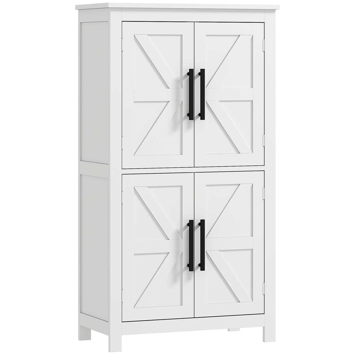 HOMCOM Bathroom Floor Cabinet With Barn Doors And Adjustable Shelf