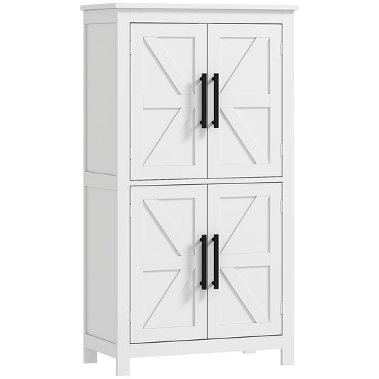 HOMCOM Bathroom Floor Cabinet With Barn Doors And Adjustable Shelf