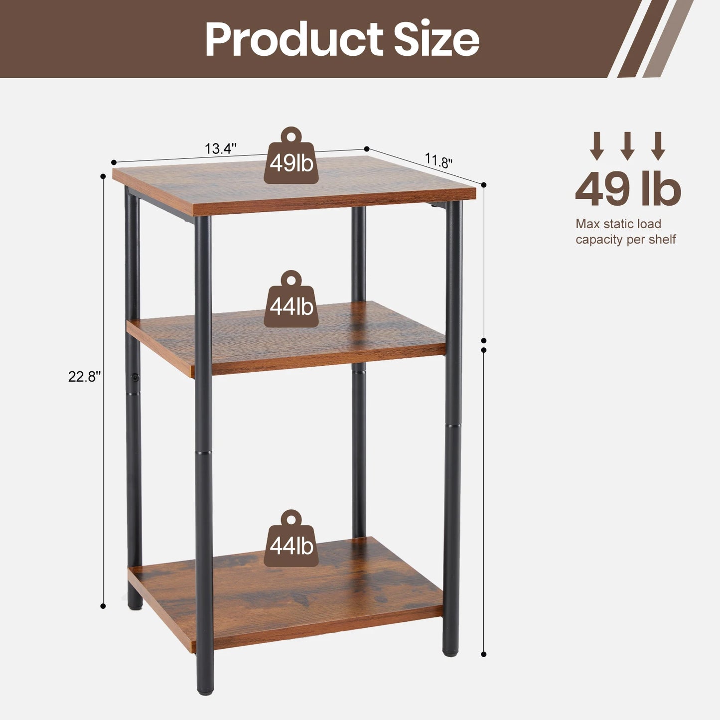 JHK 2-Tier 3-Tier End Tables With Adjustable Feet