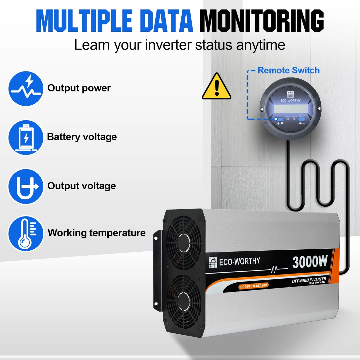 Eco-Worthy 3000W Sine Wave Inverter 24V DC To 120V AC
