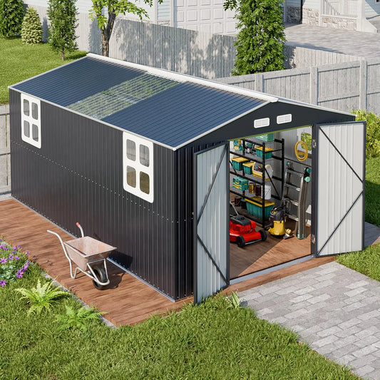 Heavy Duty Powder Coated Metal Shed For Tool Bike Storage