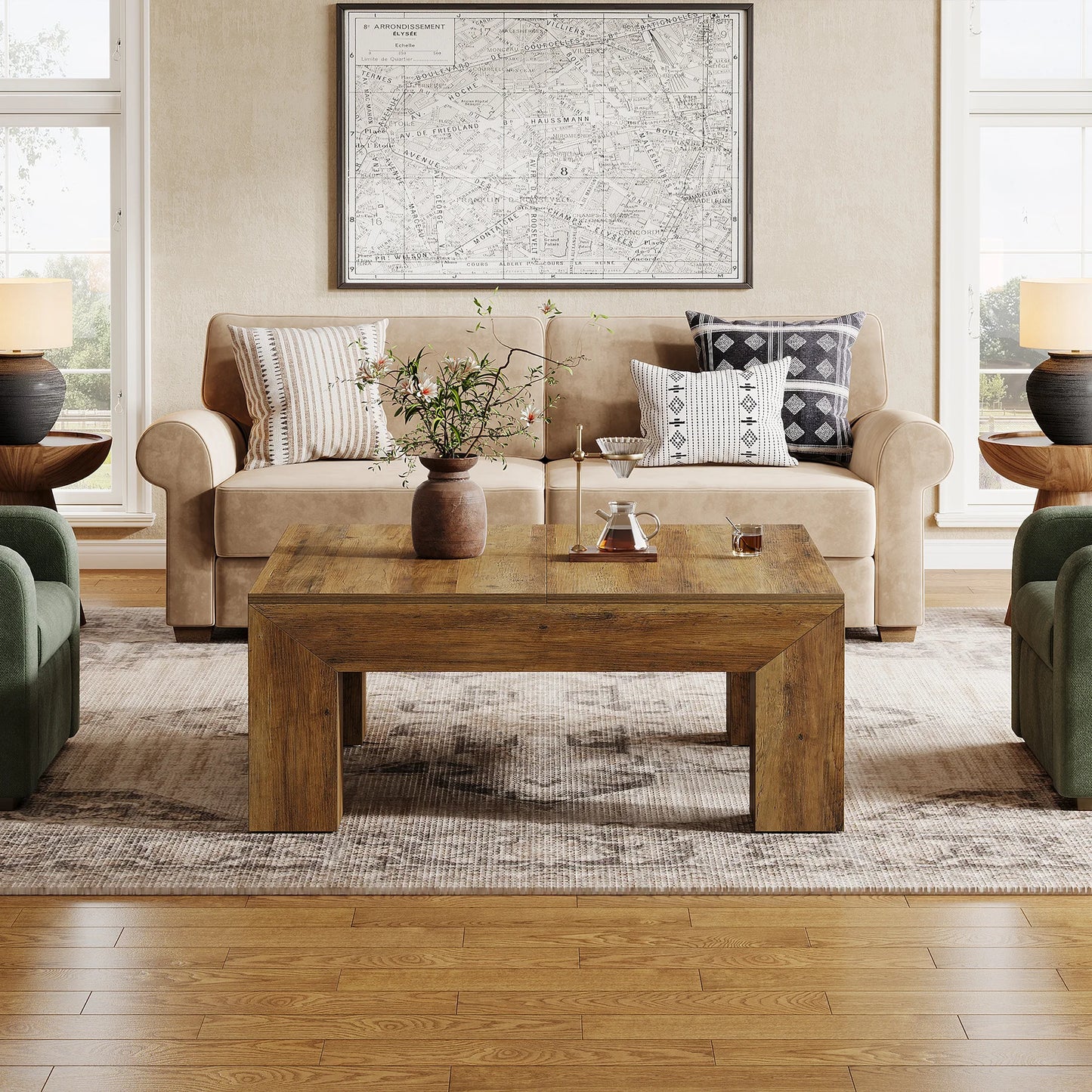 Tribesigns Coffee Table For Living Room With Sturdy Wooden Legs