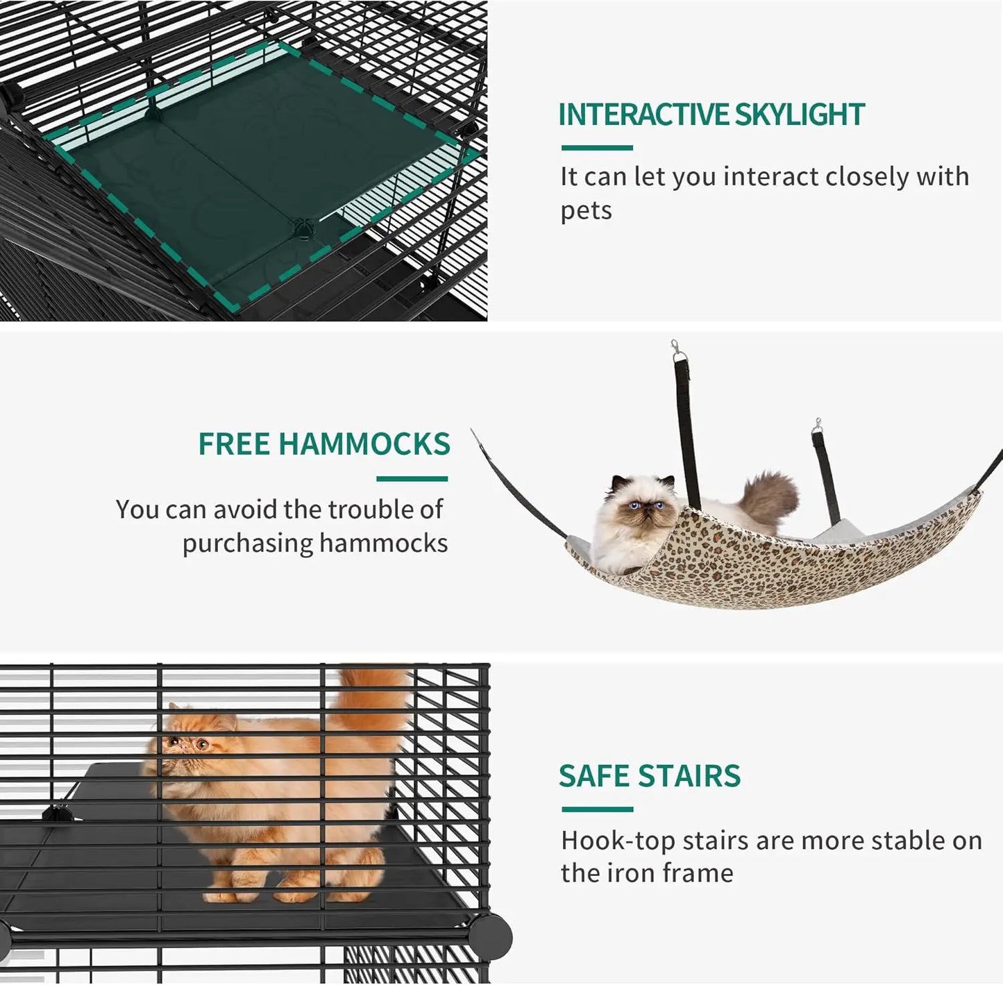 Indoor Pet Enclosure DIY Playpen Metal Kennel With Hammock Cats