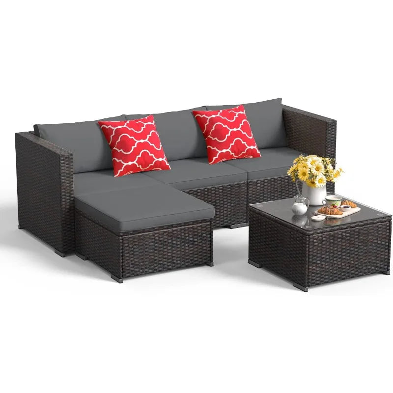 All Weather Outdoor Wicker Garden Furniture Set With Sofa And Table