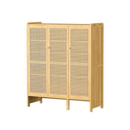 Wisfor Bamboo Shoes Rack Organizer Cabinet With Doors Shelves
