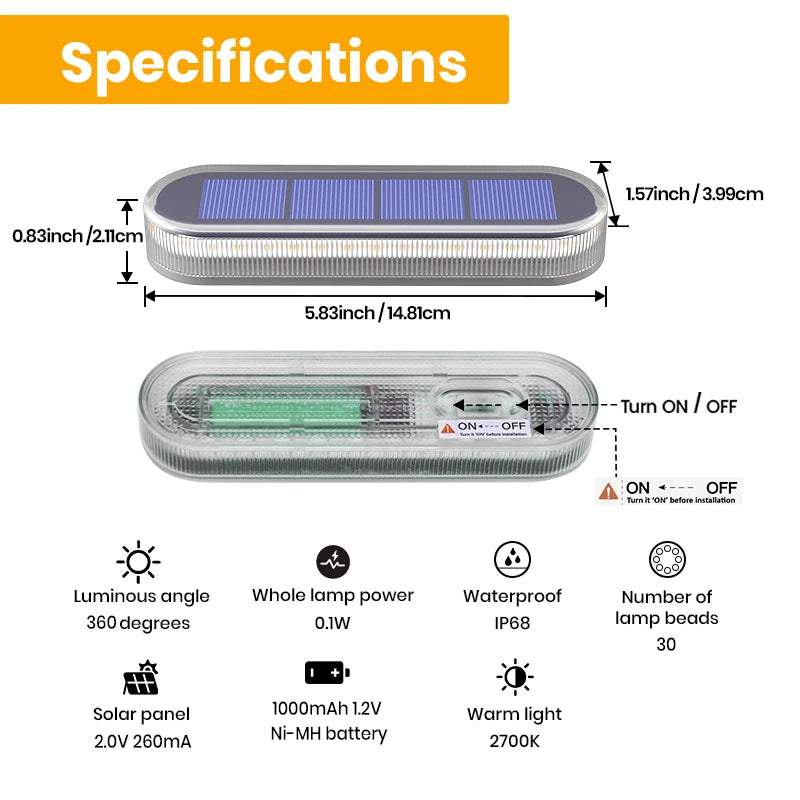 Solar LED Deck Lights IP68 Waterproof Auto On Off Pack