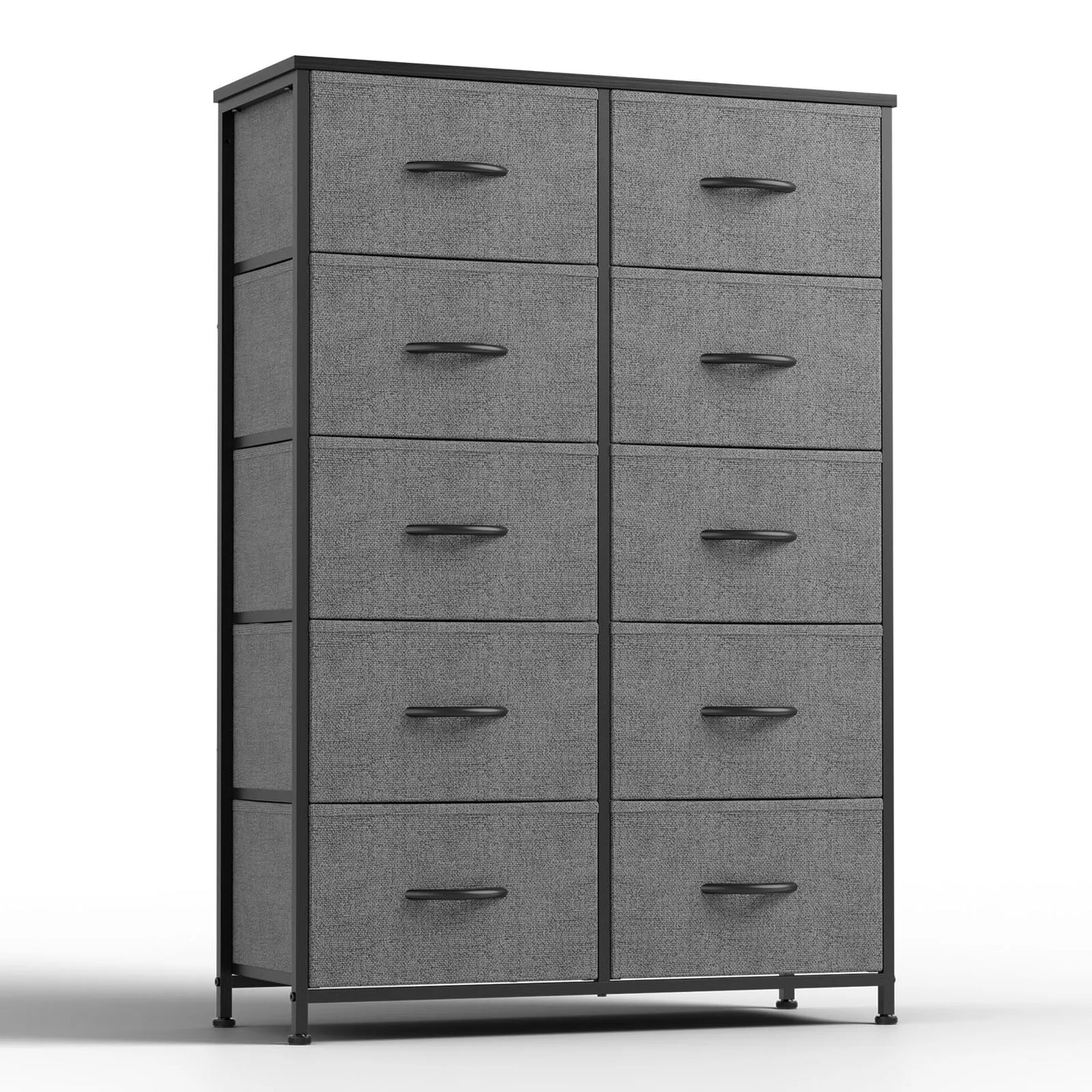 JHK Bedside Table With 10 Fabric Drawers And Metal Frame