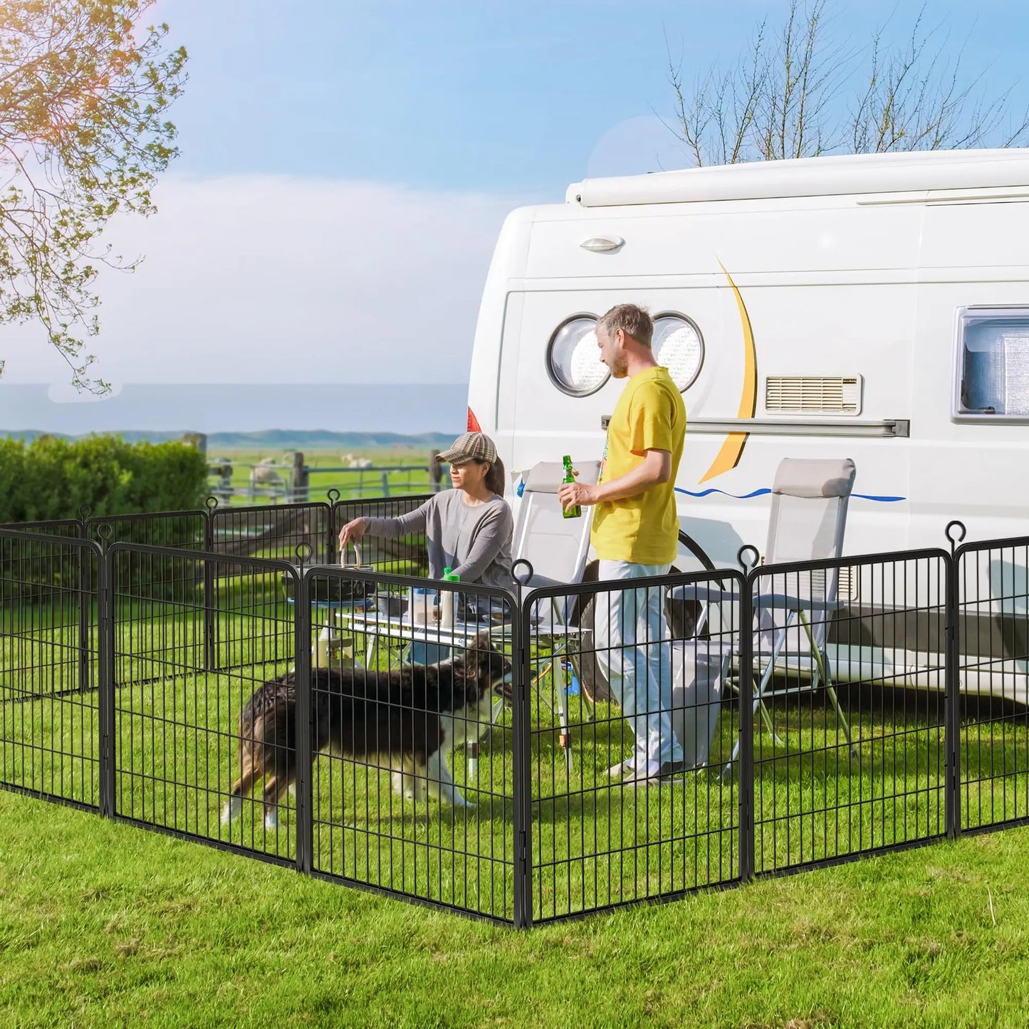 Studyset Dog Pet Fence Indoor Outdoor Portable Metal Exercise Pen
