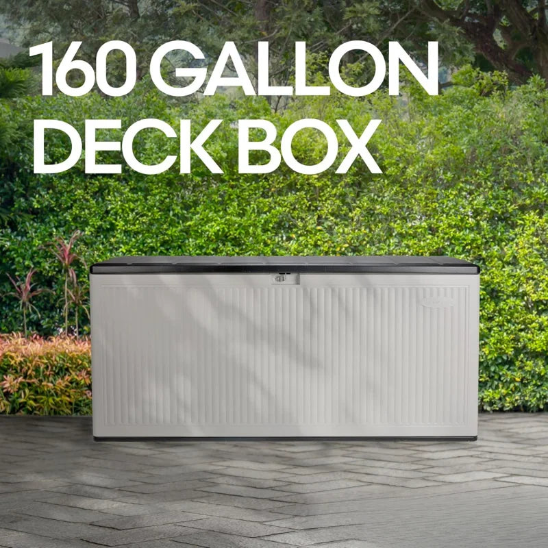 160 Gallon Resin Outdoor Patio Deck Box With Pad Lock Lid