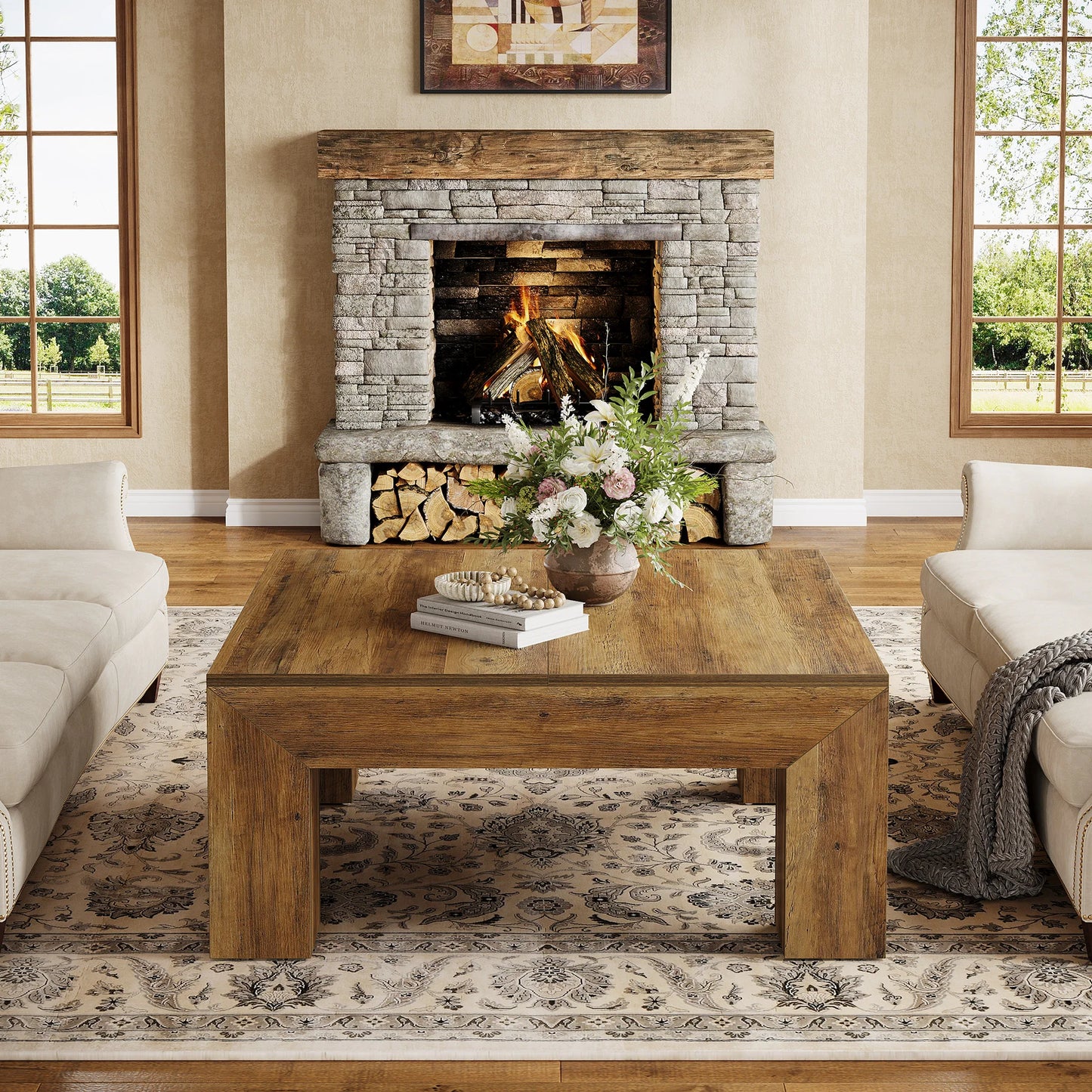 Tribesigns Coffee Table For Living Room With Sturdy Wooden Legs