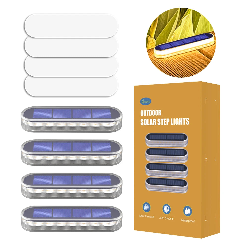 Solar LED Deck Lights IP68 Waterproof Auto On Off Pack