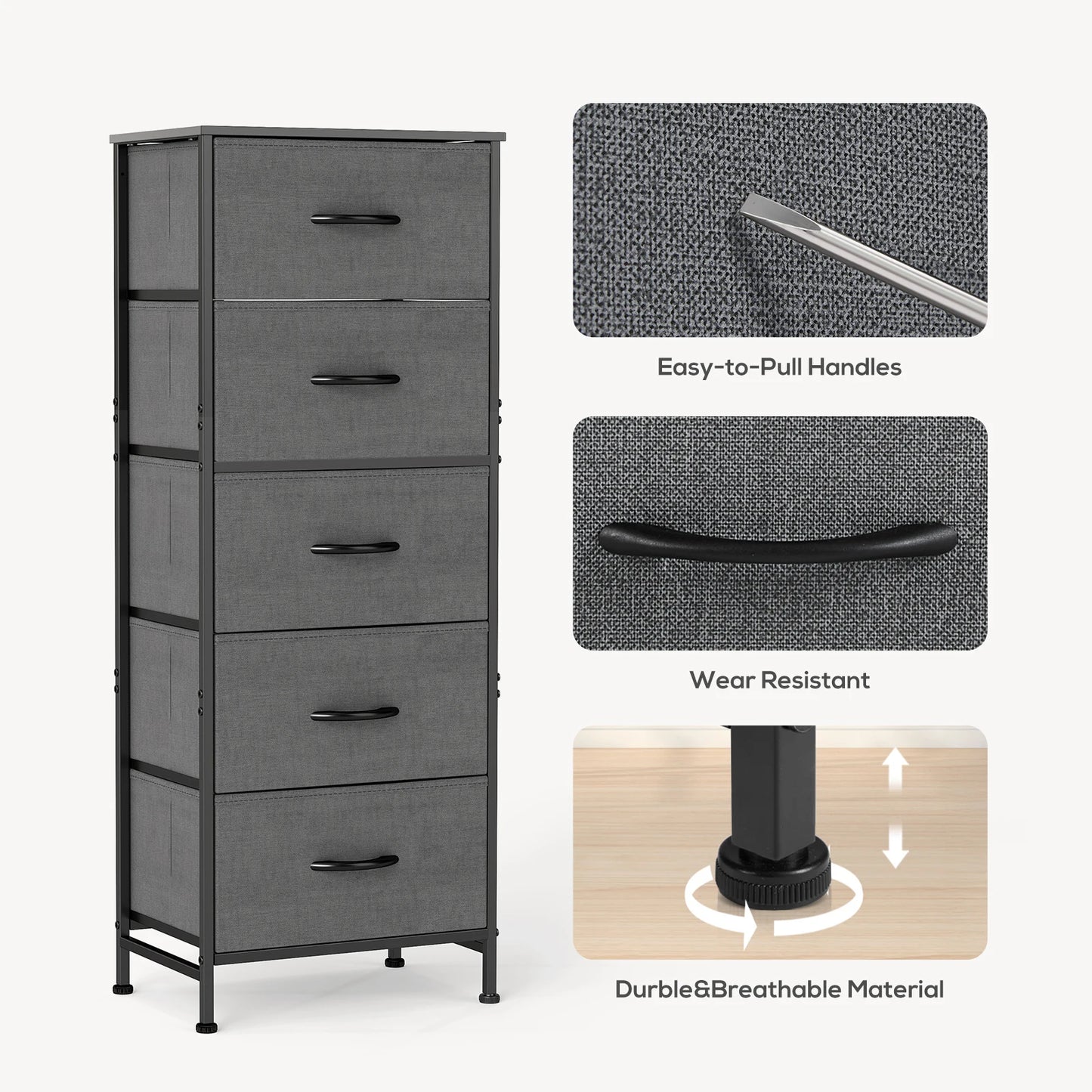 JHK Fabric Drawers Cabinet For Living Room Modern Storage Organizer