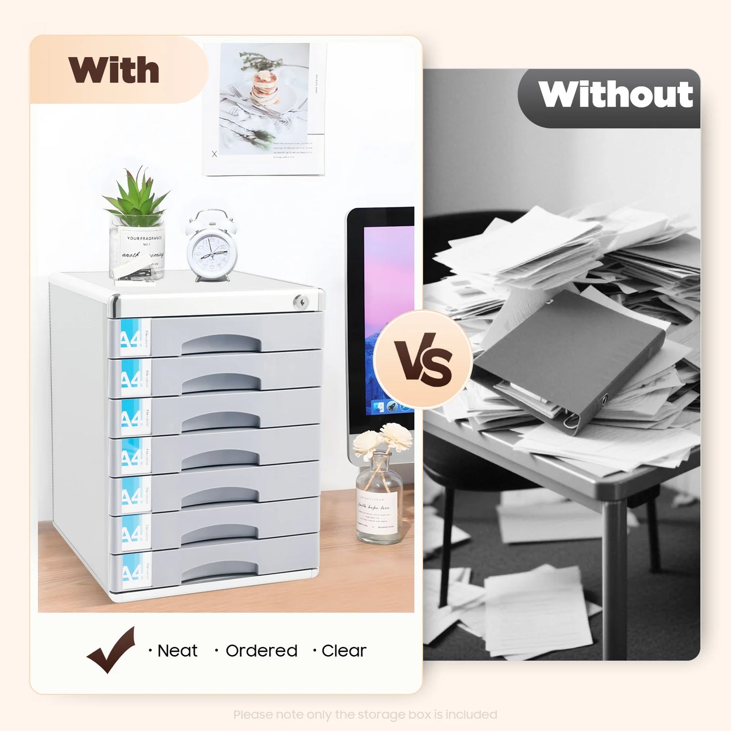 Aluminum Alloy Seven Tier Desktop Drawer Document Organizer With Locks