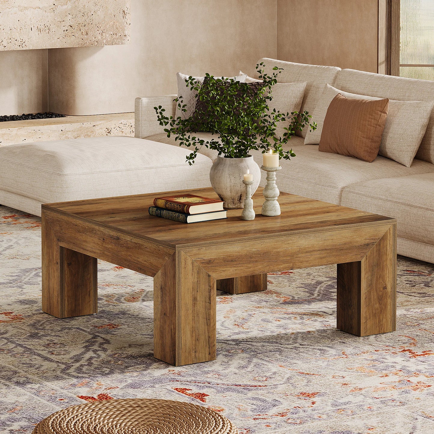 Tribesigns Coffee Table For Living Room With Sturdy Wooden Legs
