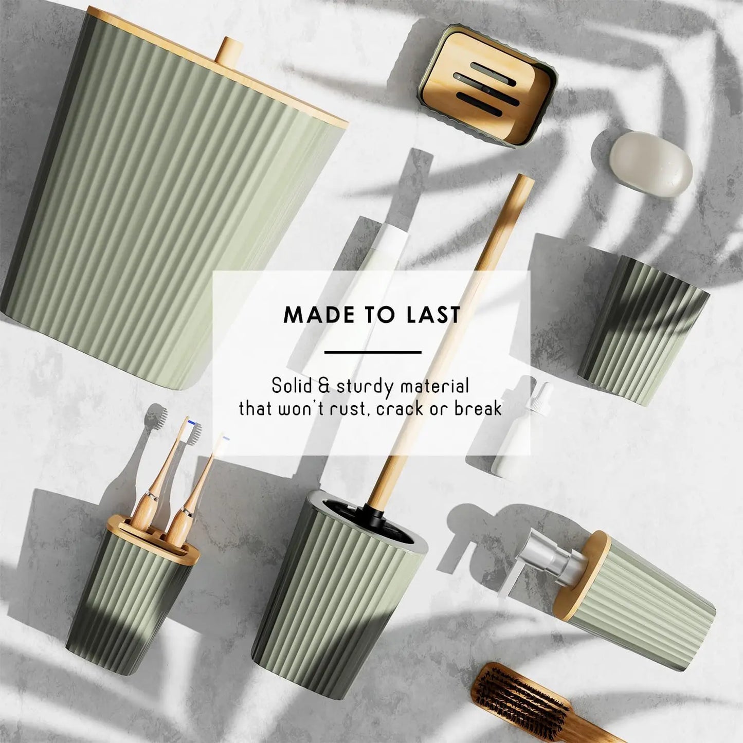 Bathroom Accessory Set With Toilet Brush Trash Can And Dispenser
