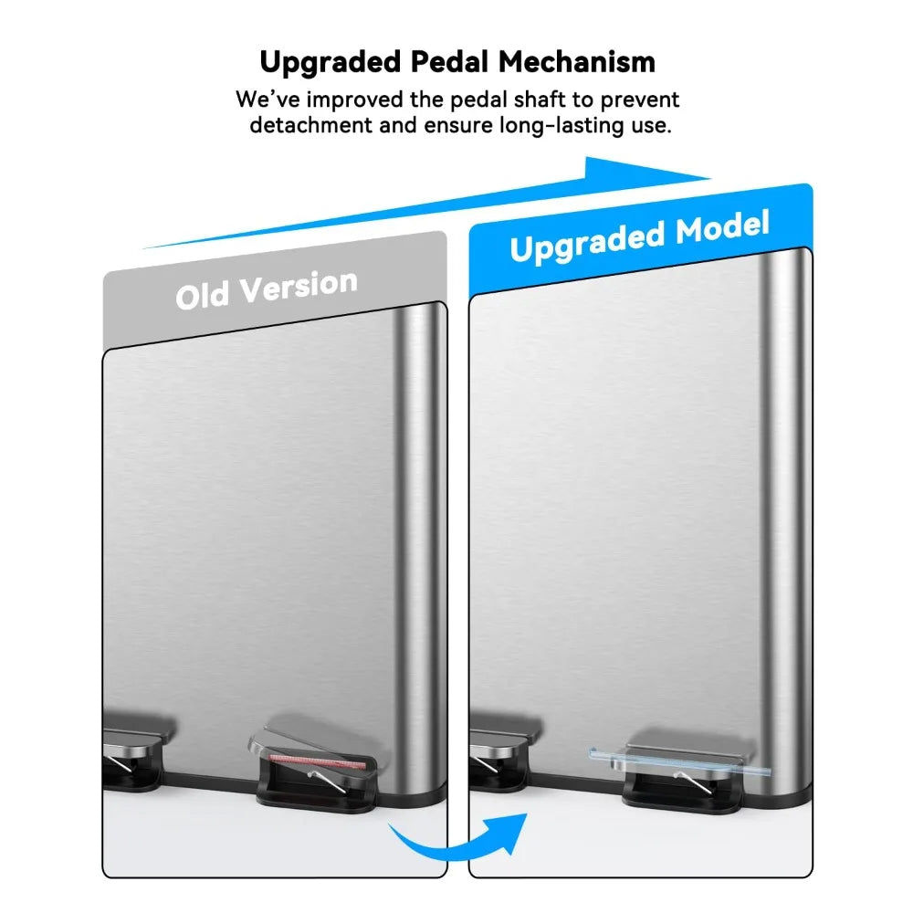 Dual Compartment Trash And Recycling Bin Set Stainless Steel