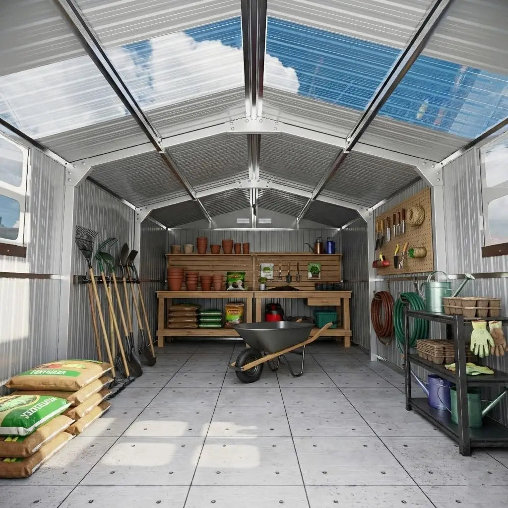 Heavy Duty Powder Coated Metal Shed For Tool Bike Storage