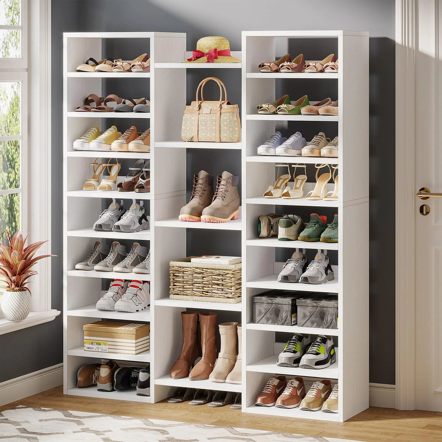 14-Tier Freestanding Shoe Rack Shelving Unit With 22 Open Cubbies