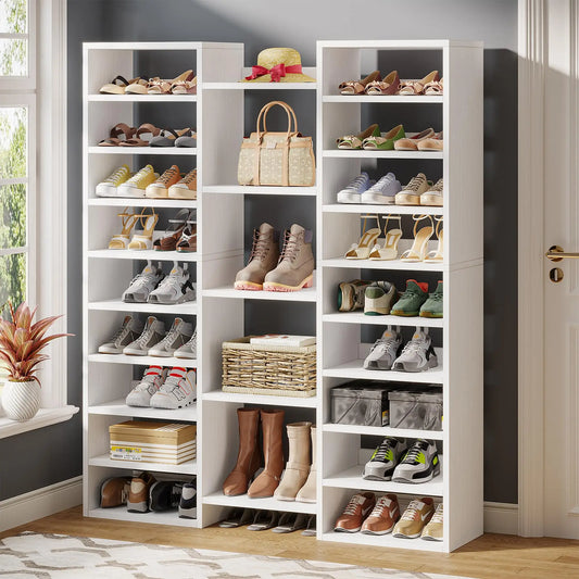 14-Tier Freestanding Shoe Rack Shelving Unit With 22 Open Cubbies