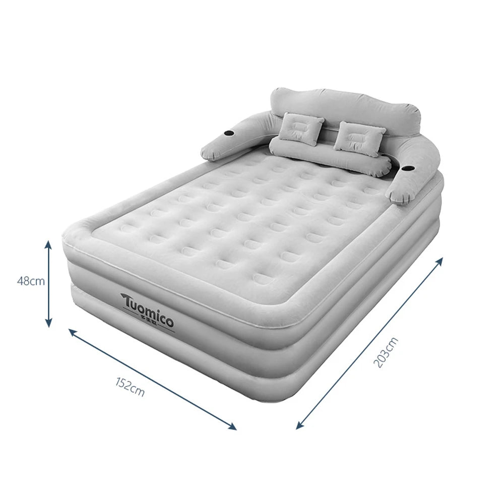 Camping Air Bed With Backrest For Two Adults Indoor Outdoor