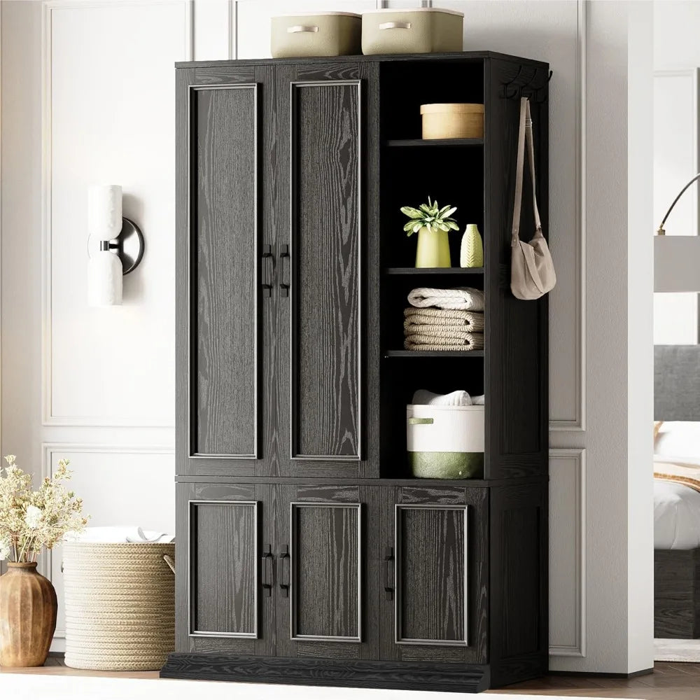 DAFIFY Armoire Wardrobe Closet With 4 Shelves And Hanging Rod