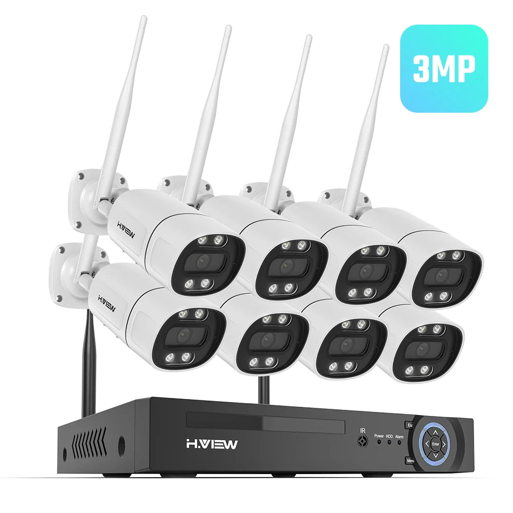 H.VIEW 8-Channel Wireless Security Camera System Kit NVR