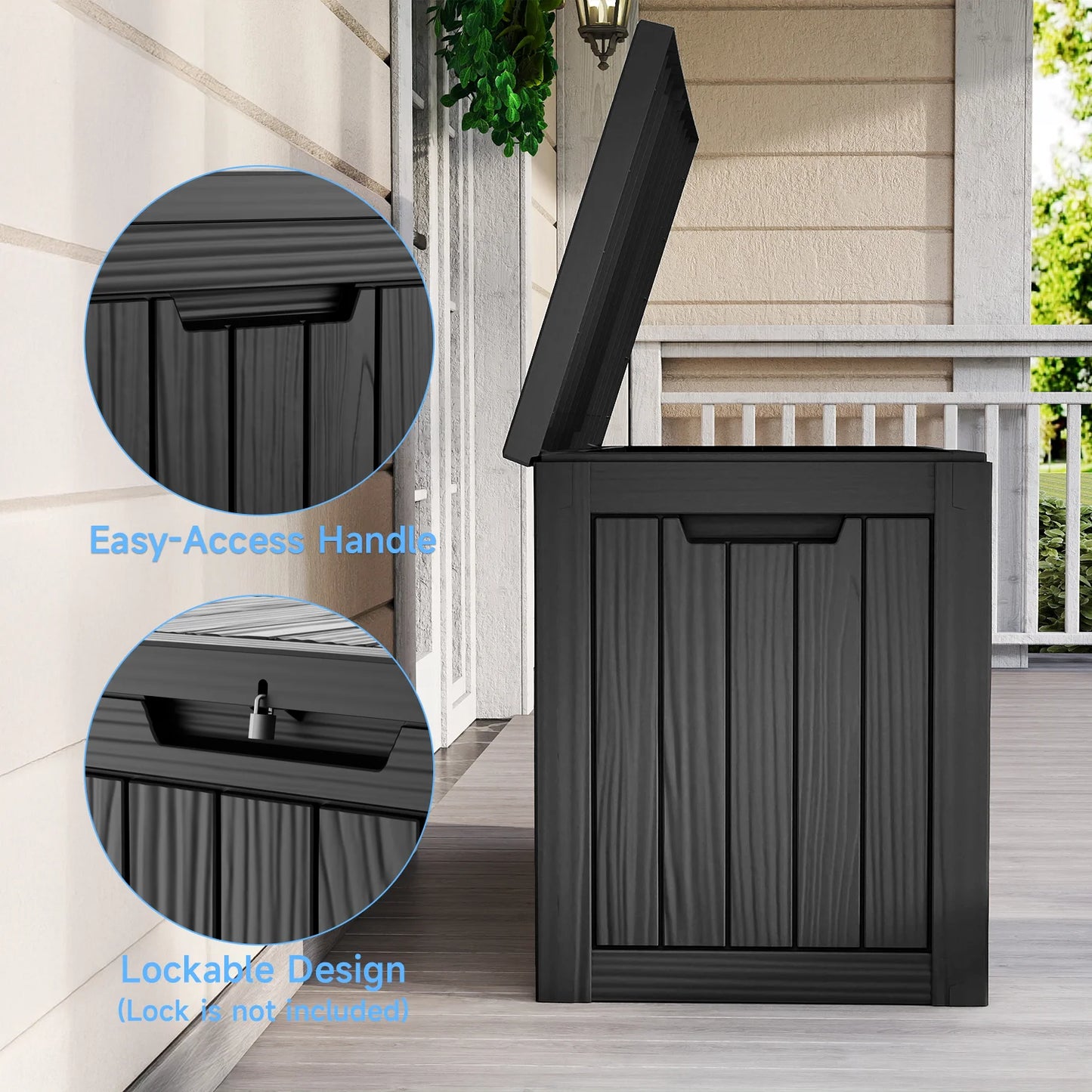 Lockable Outdoor Resin Storage Box For Patio Furniture And Tools