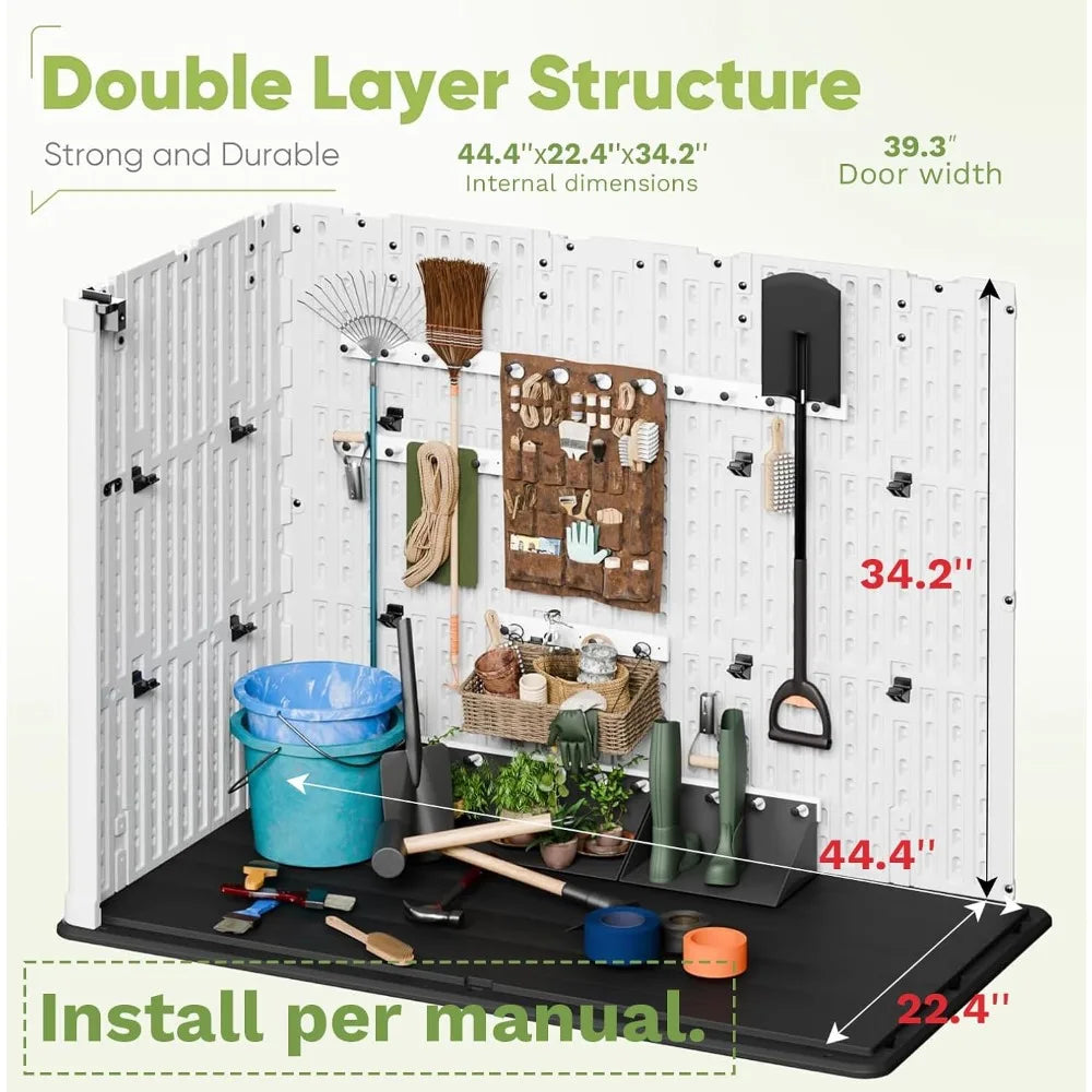 Outdoor Storage Cabinet With Lockable Doors Waterproof Shed